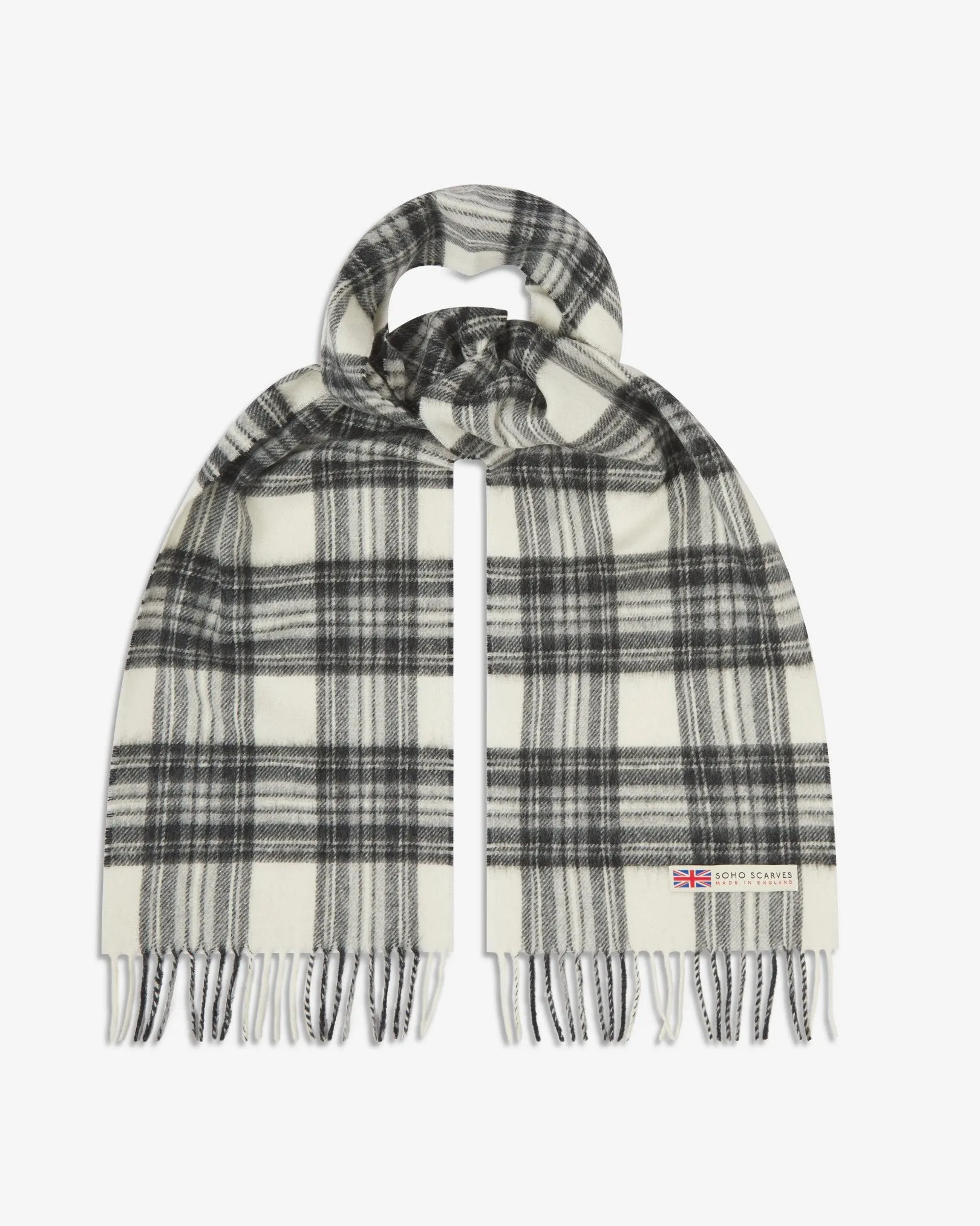 UK Wool Scarf - Highlands Tartan in Grey