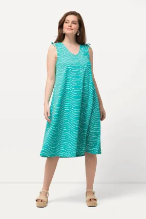 Ulla Popken Wave Print Aqua Dress