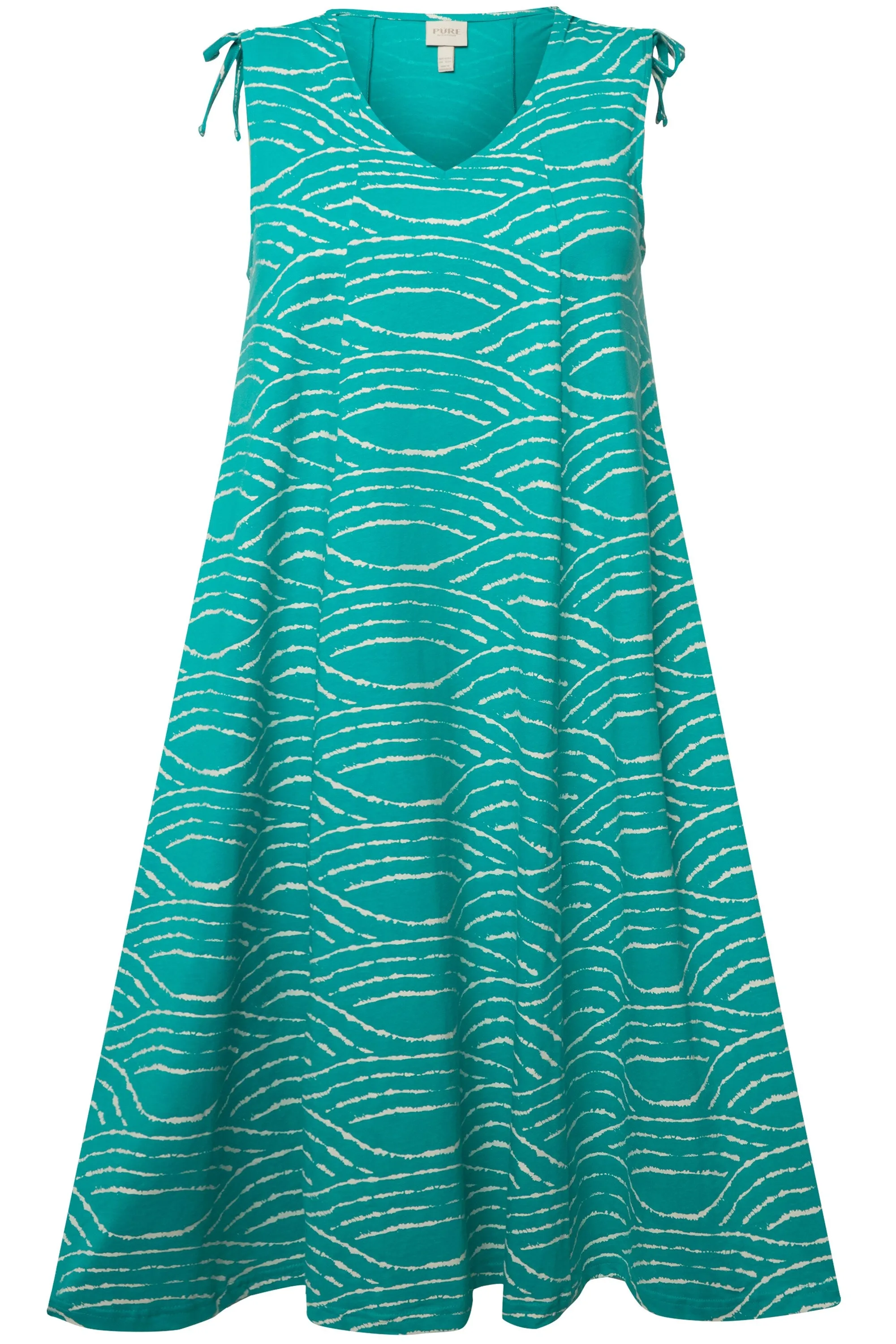 Ulla Popken Wave Print Aqua Dress