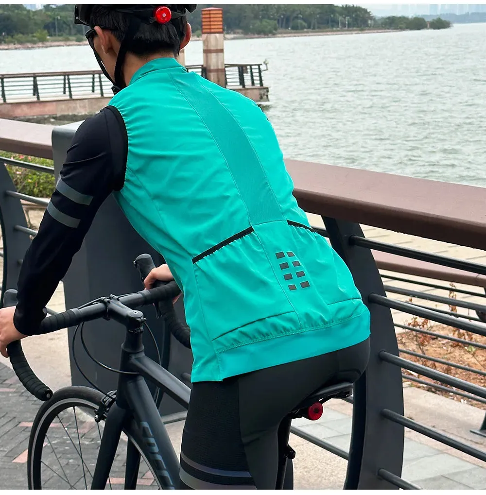 Ultralight Windproof Cycling Vest Men's Wind Coat Bike Gilet Stretch fabric Sleeveless Jacket With Zipper Pocket