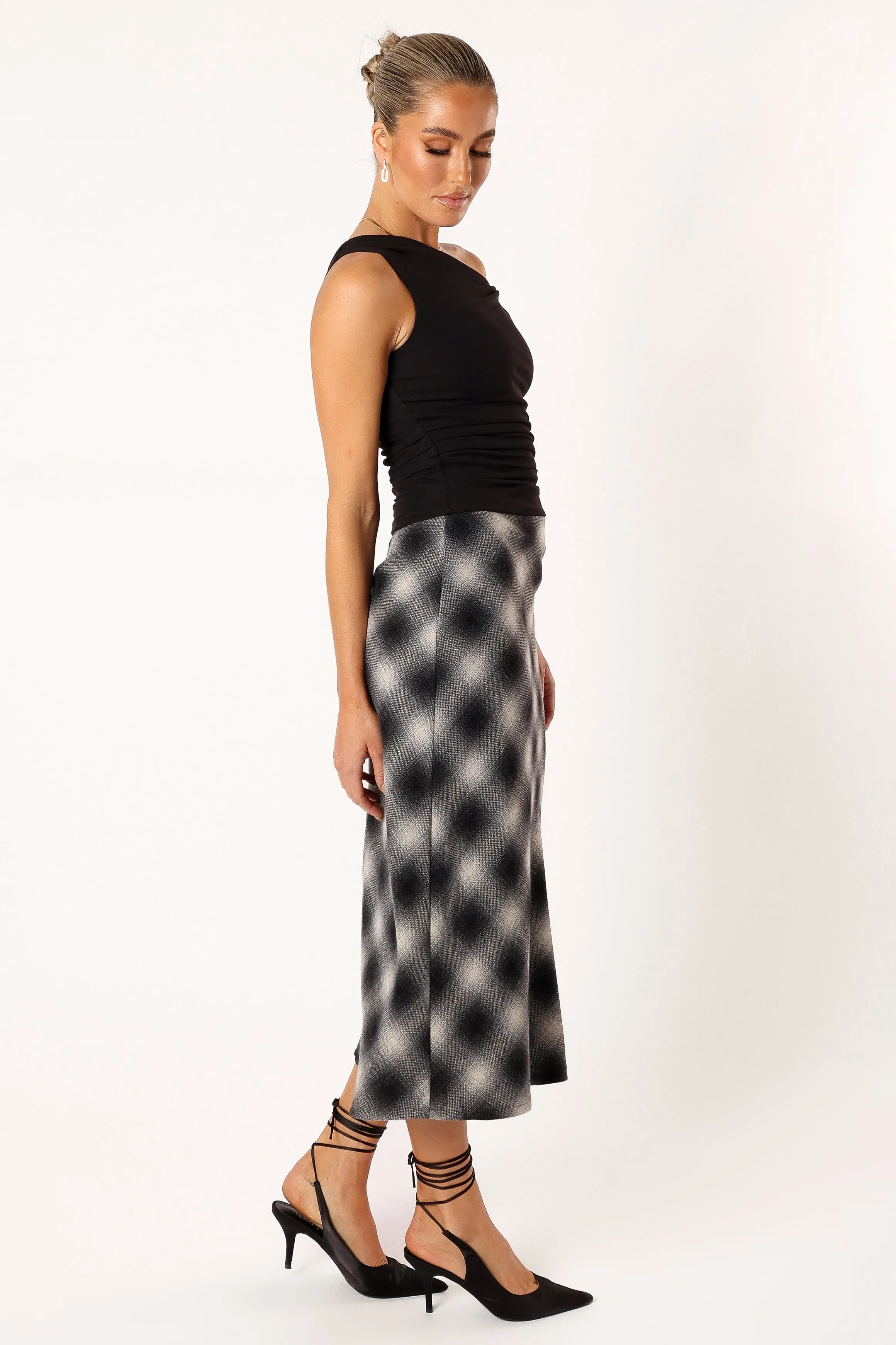 Ursula Plaid Skirt - Charcoal