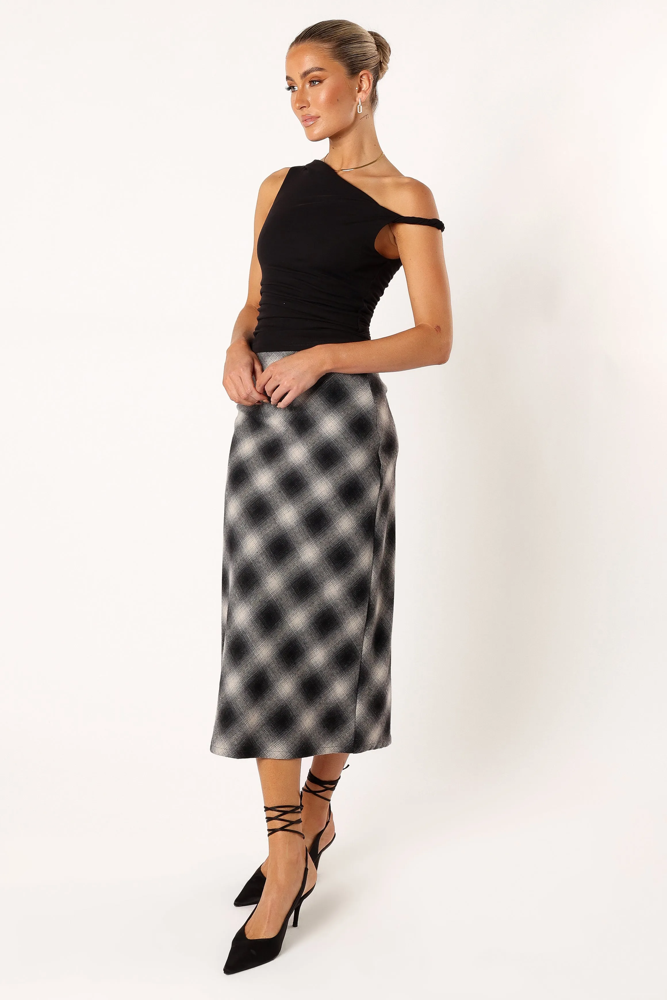 Ursula Plaid Skirt - Charcoal