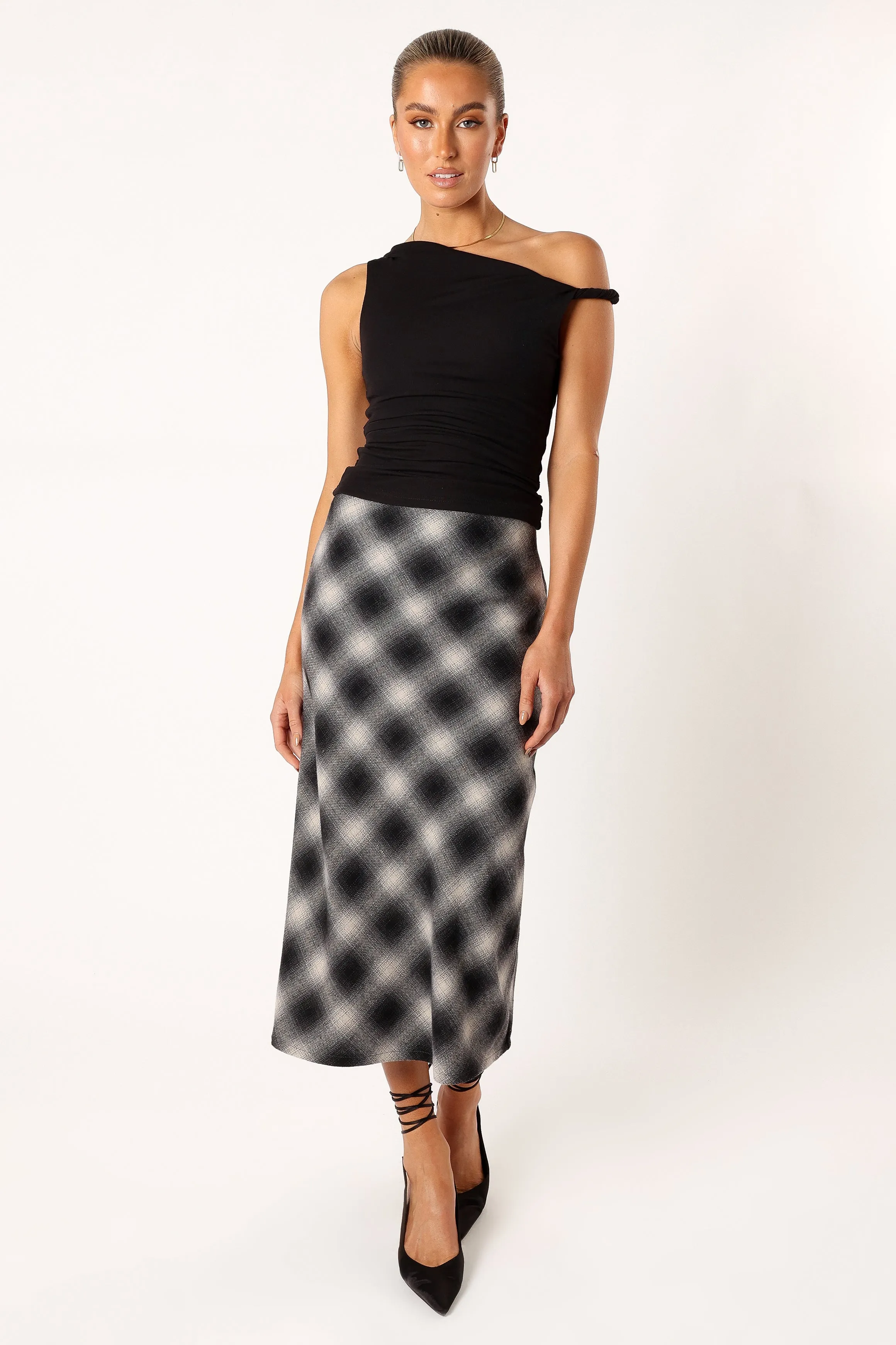 Ursula Plaid Skirt - Charcoal