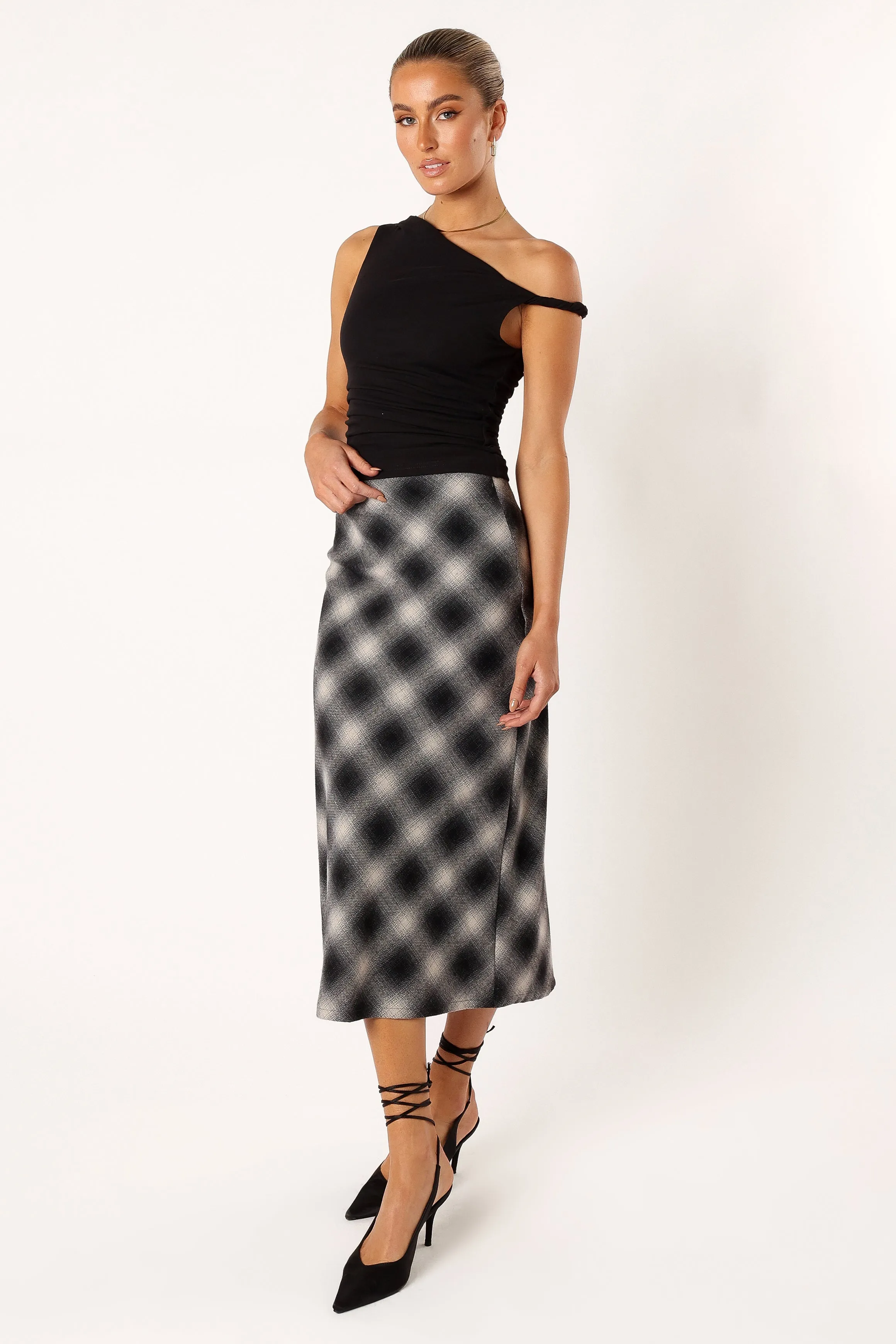 Ursula Plaid Skirt - Charcoal