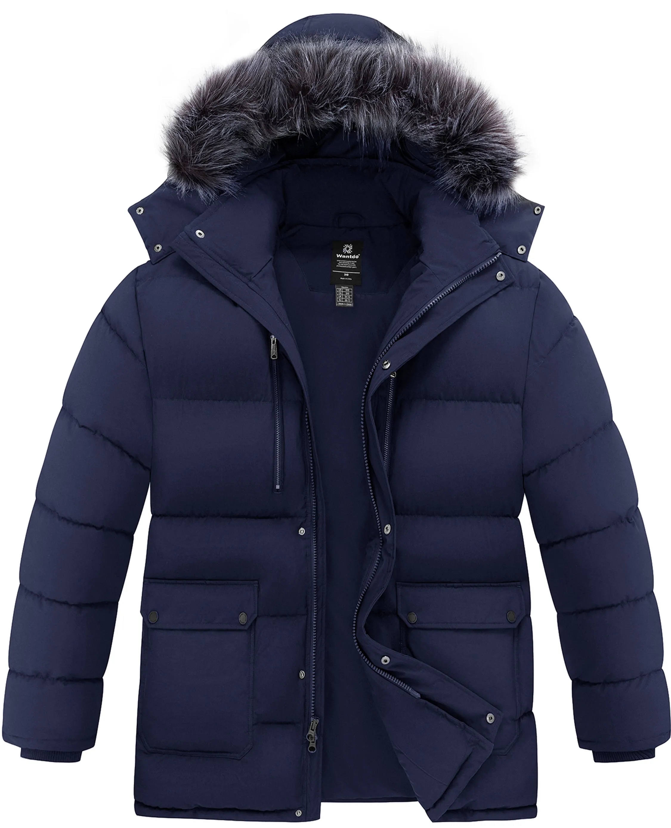 Wantdo Men's Big and Tall Winter Coat Windproof Hooded Winter Padded Puffer Parka Jacket