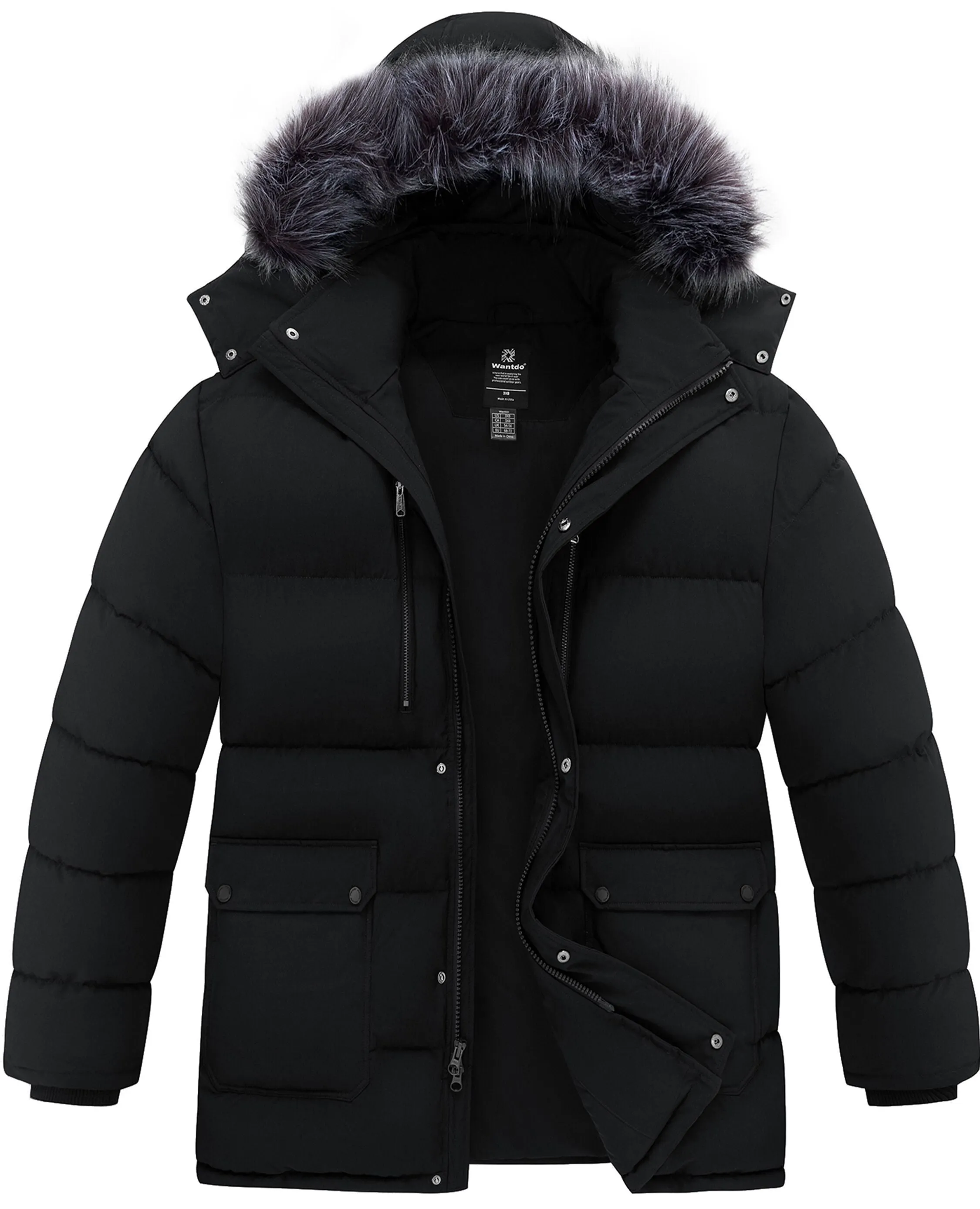 Wantdo Men's Big and Tall Winter Coat Windproof Hooded Winter Padded Puffer Parka Jacket