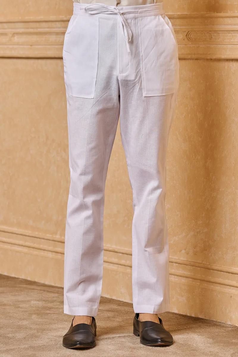 White Cotton Straight Pant