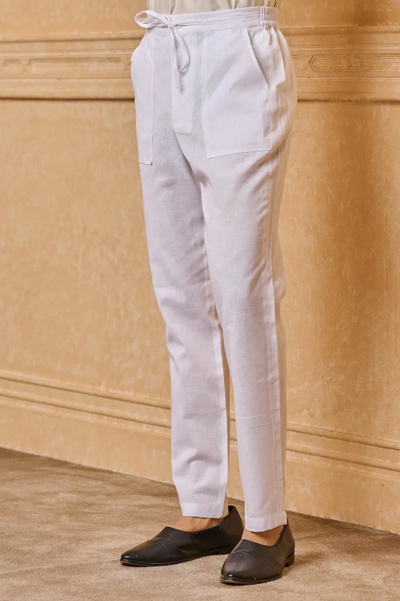 White Cotton Straight Pant