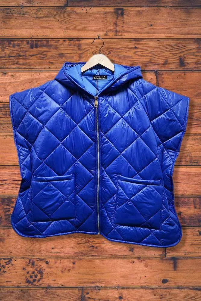 Women Square Quilted Hoodied Gilet