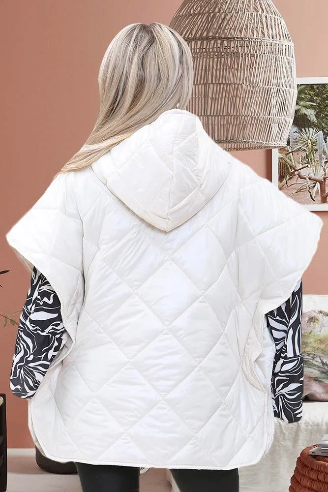 Women Square Quilted Hoodied Gilet