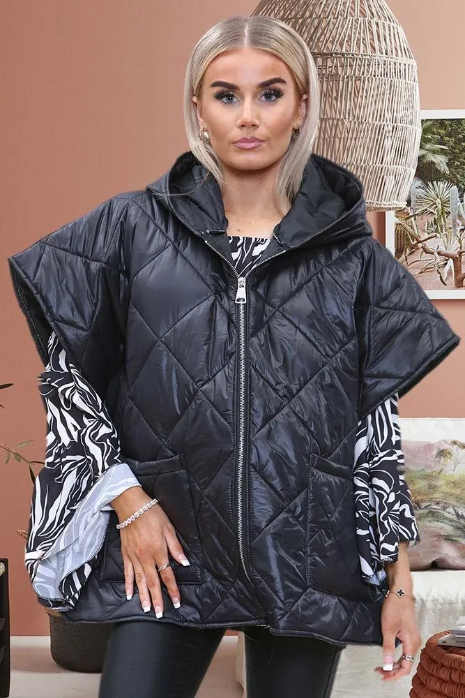 Women Square Quilted Hoodied Gilet