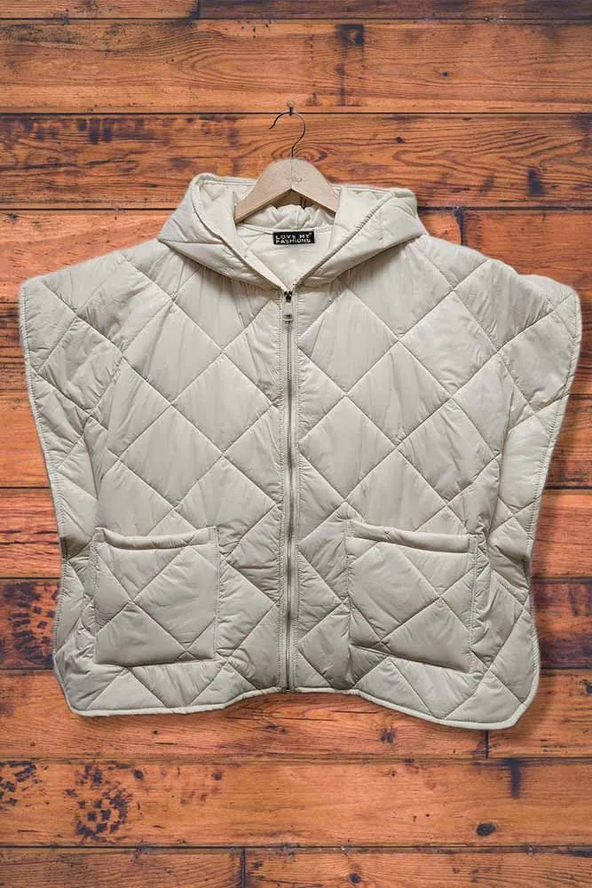 Women Square Quilted Hoodied Gilet