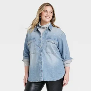 Women's Embellished Denim Shacket