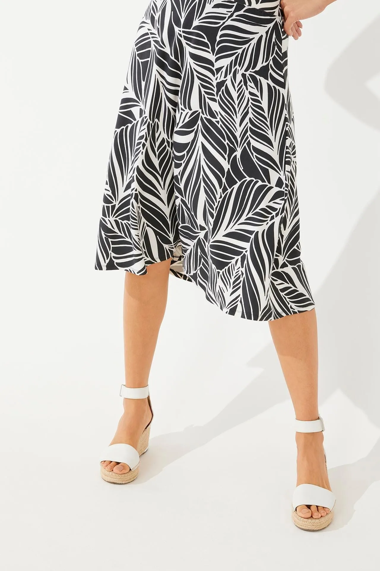 Women's Marigot Midi Skirt  |  Black/White Coconut Palm