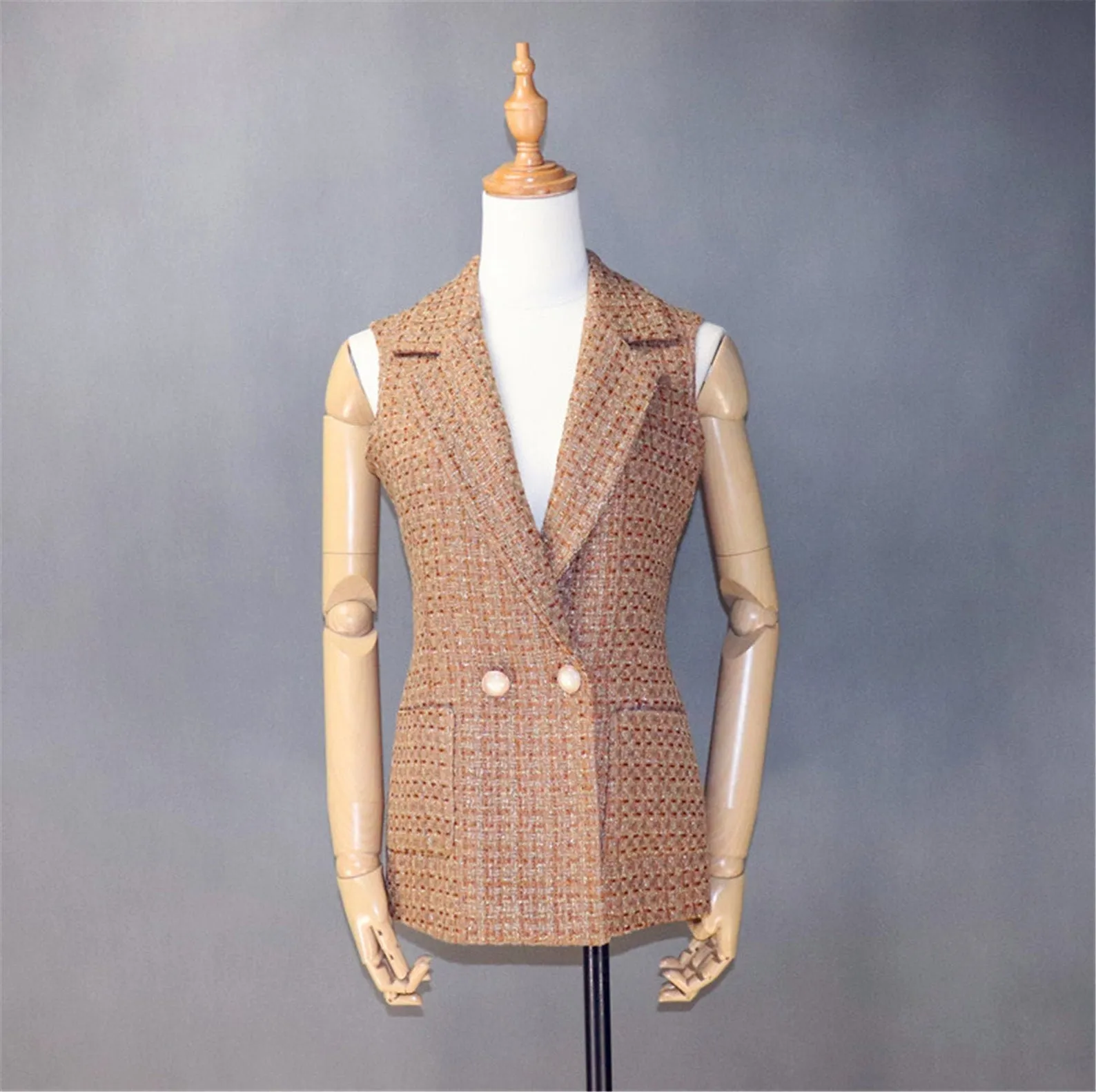 Womens Vest Gilet Pattern Brown Tweed - Tailor Made