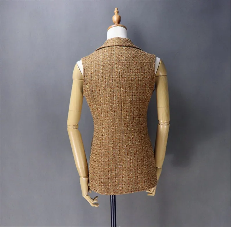 Womens Vest Gilet Pattern Brown Tweed - Tailor Made