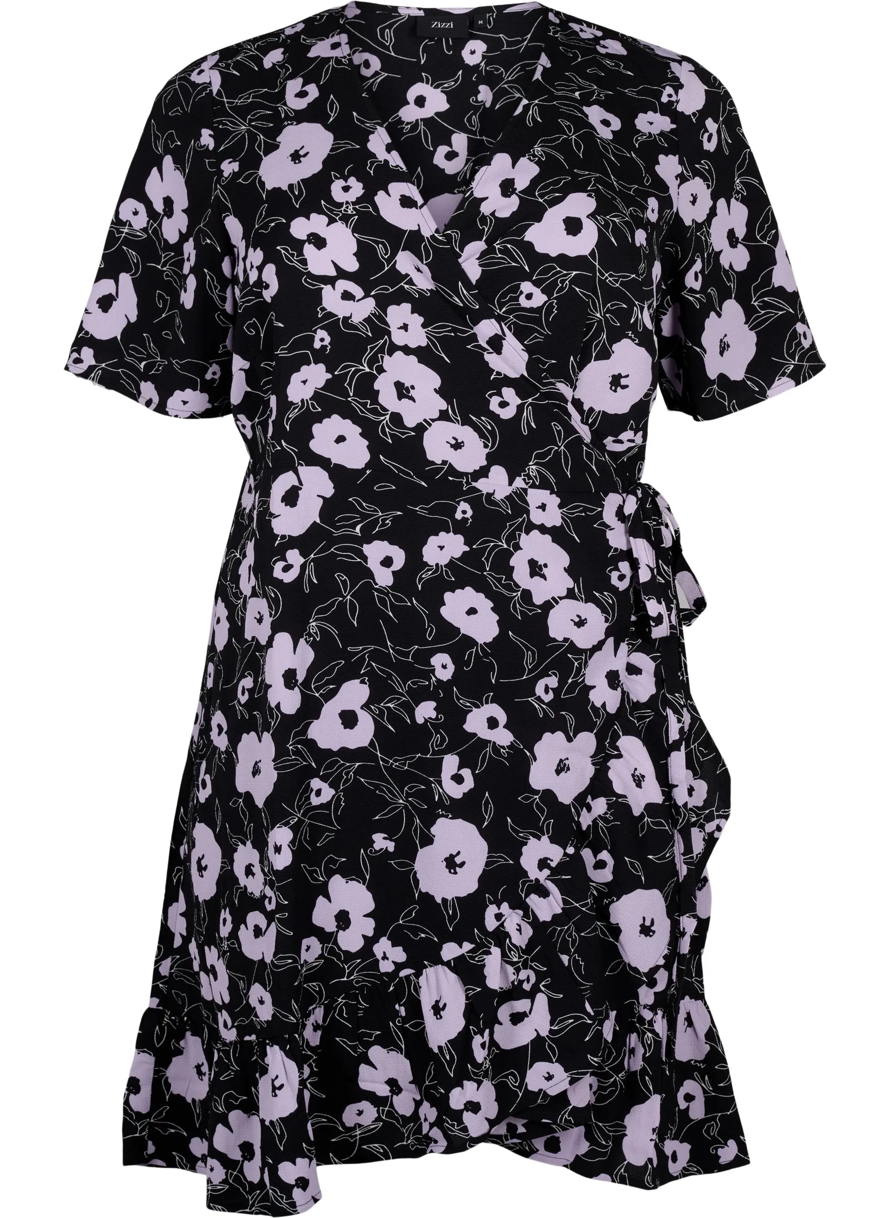 Zizzi Anni Black Floral Wrap Dress