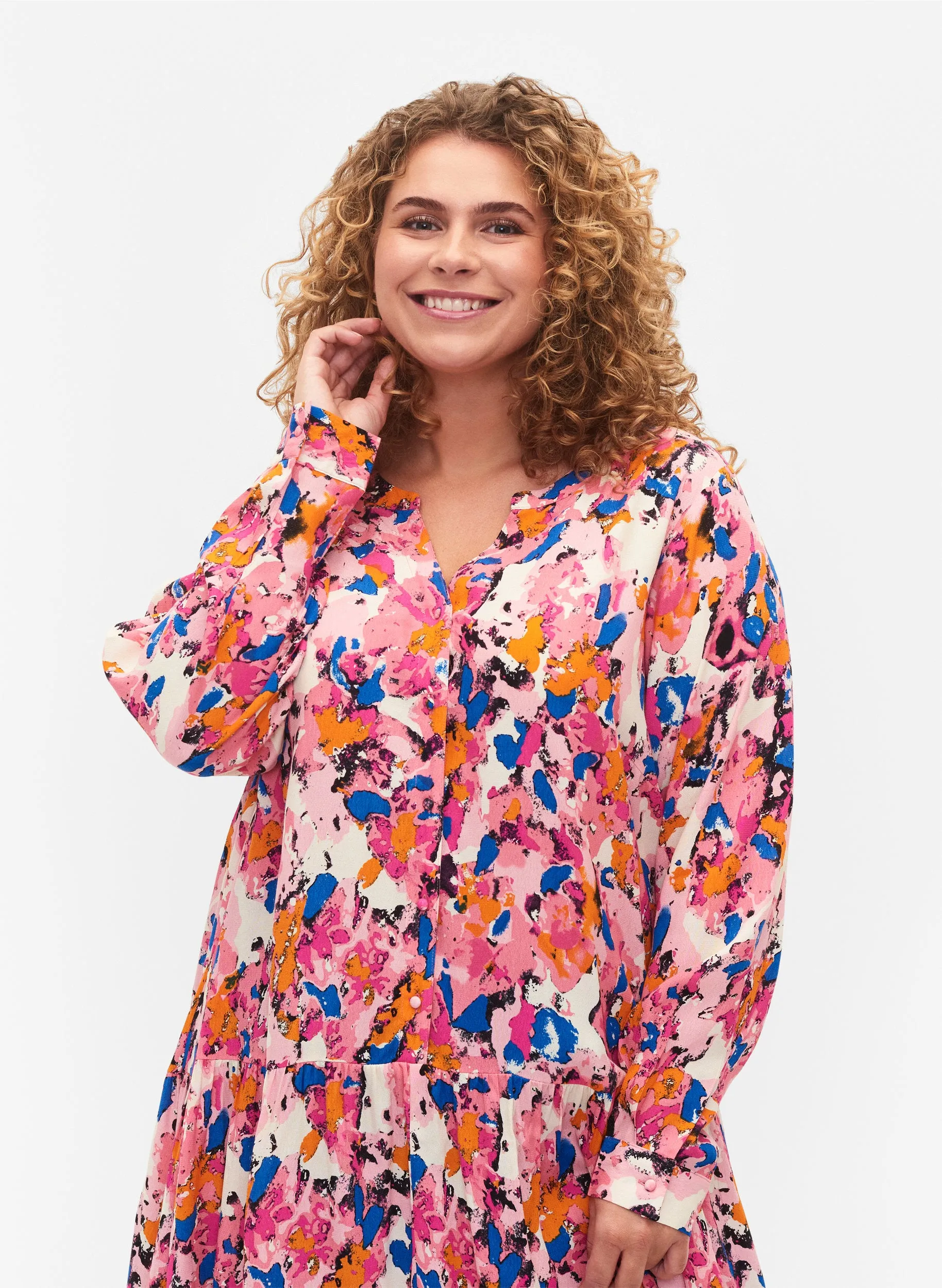 Zizzi Mia Dress in Rosebloom